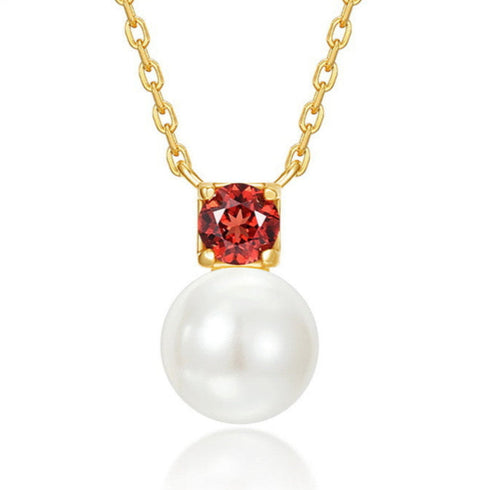 Red Zirconia Pearl Necklace